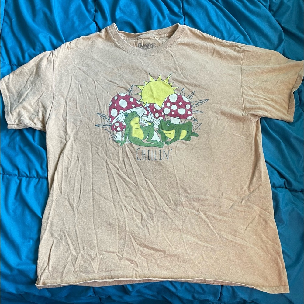Spencer's Beige Tee with Vibrant Mushroom Design